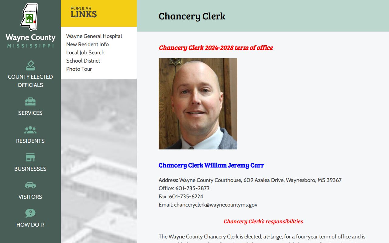 Wayne County civil court docket Chancery Clerk records office