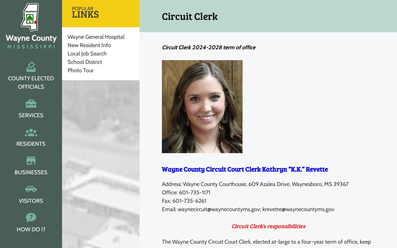 Wayne County civil court docket and Circuit Clerk record duties