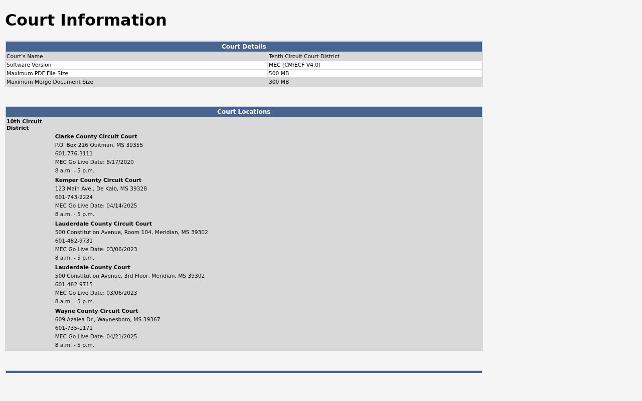 Wayne County criminal docket 10th Circuit MEC CourtInfo listing