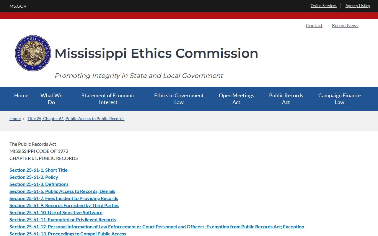 Wayne County court docket public access under Mississippi records law