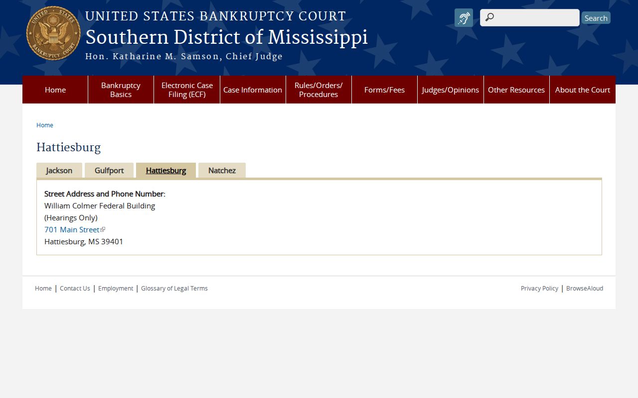 State Line court records and separate Hattiesburg federal court pathway