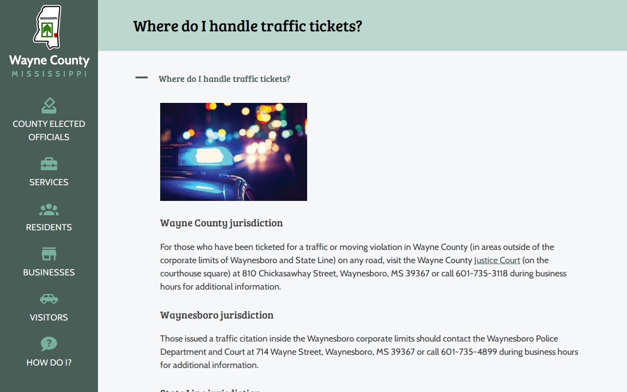 Wayne County traffic court records and local ticket-routing guidance